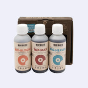 Biobizz Trypack Hydro organic fertilizer set for hydroponic growth featuring Bio-Bloom, Top-Max, and Bio-Heaven.
