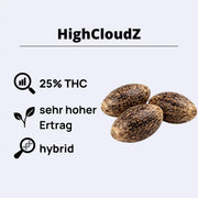 HighCloudZ Samen mit 25% THC, sehr hohem Ertrag und hybrid Eigenschaften
