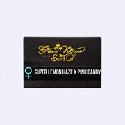 Verpackung von Super Lemon Haze x Pink Candy feminisierten Samen von Green House Seeds